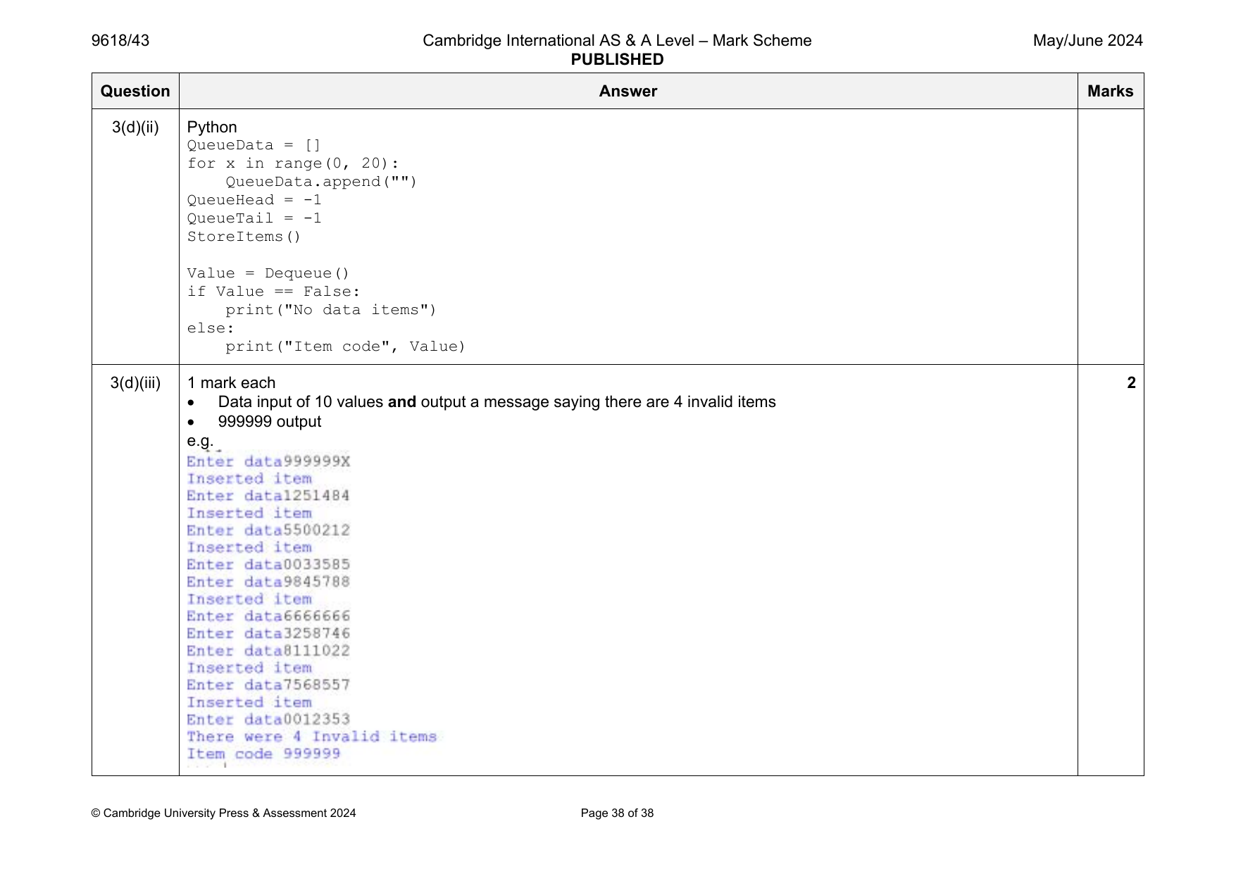 9618-2024-mj-43-q03 official mark scheme page