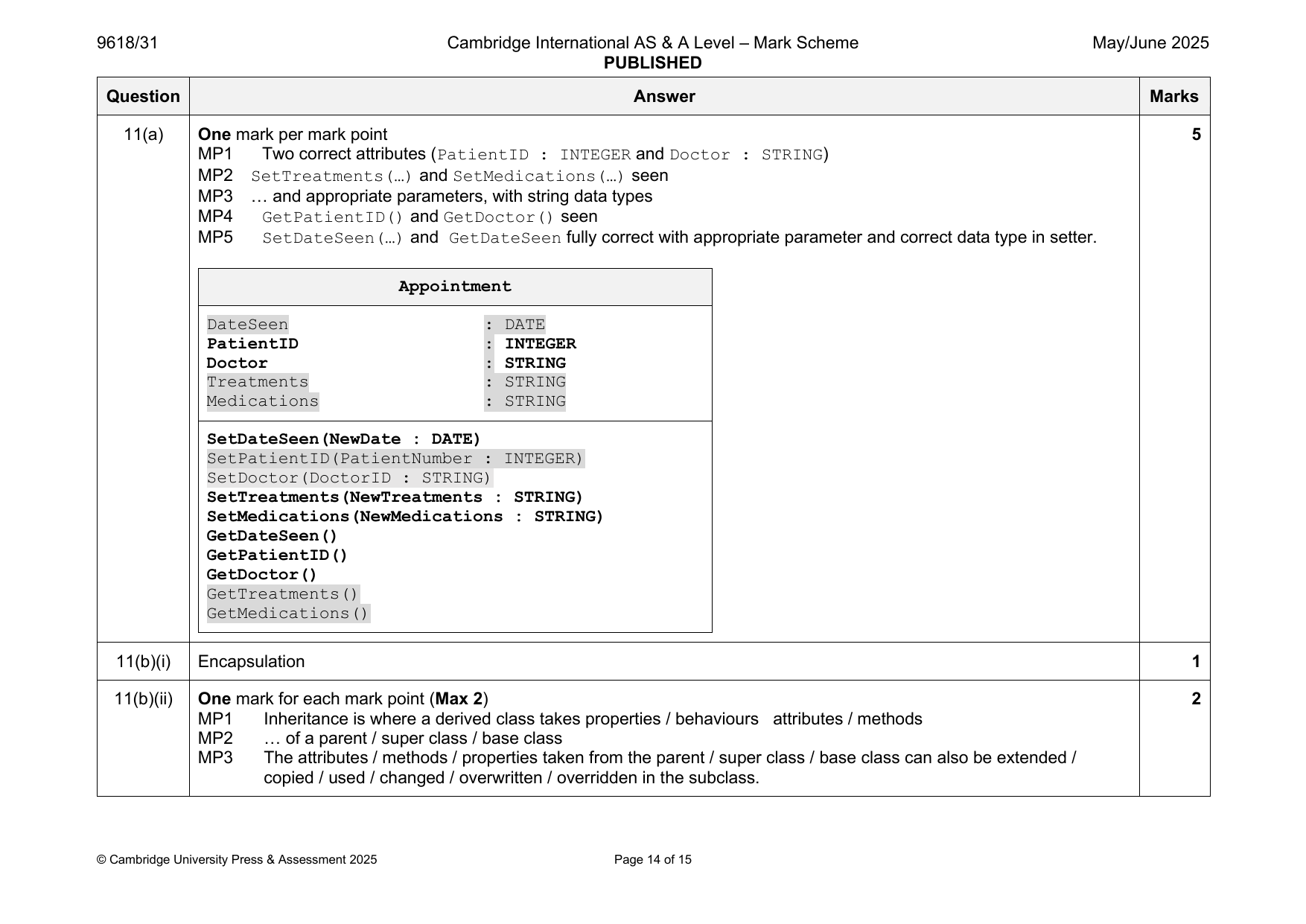 9618-2025-mj-31-q11 official mark scheme page