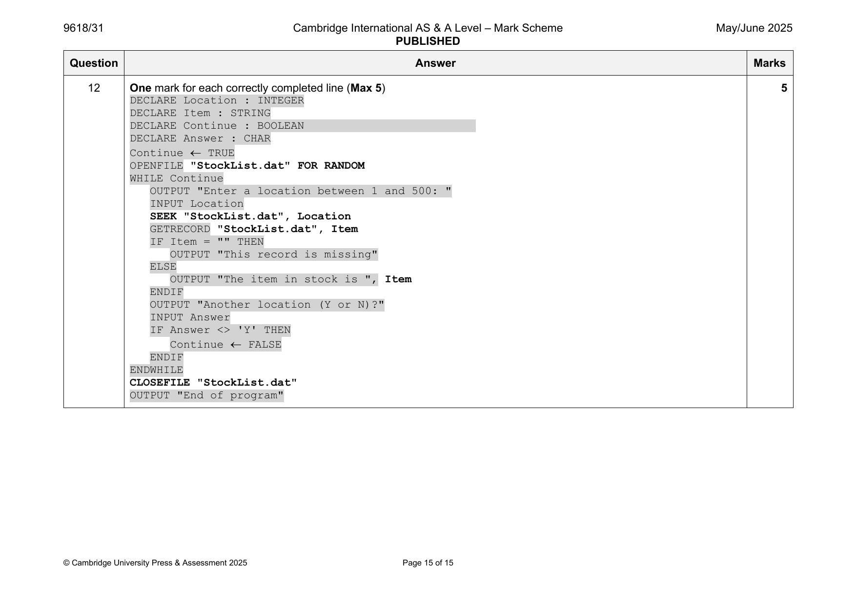 9618-2025-mj-31-q12 official mark scheme page