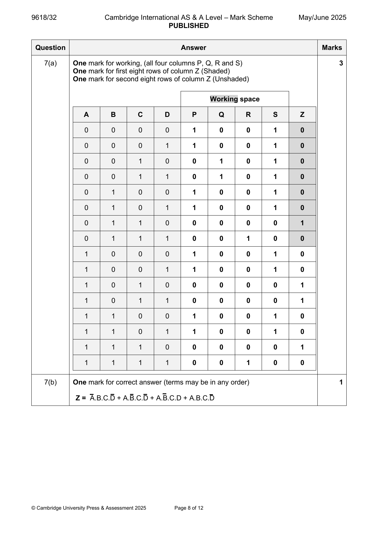 9618-2025-mj-32-q07 official mark scheme page