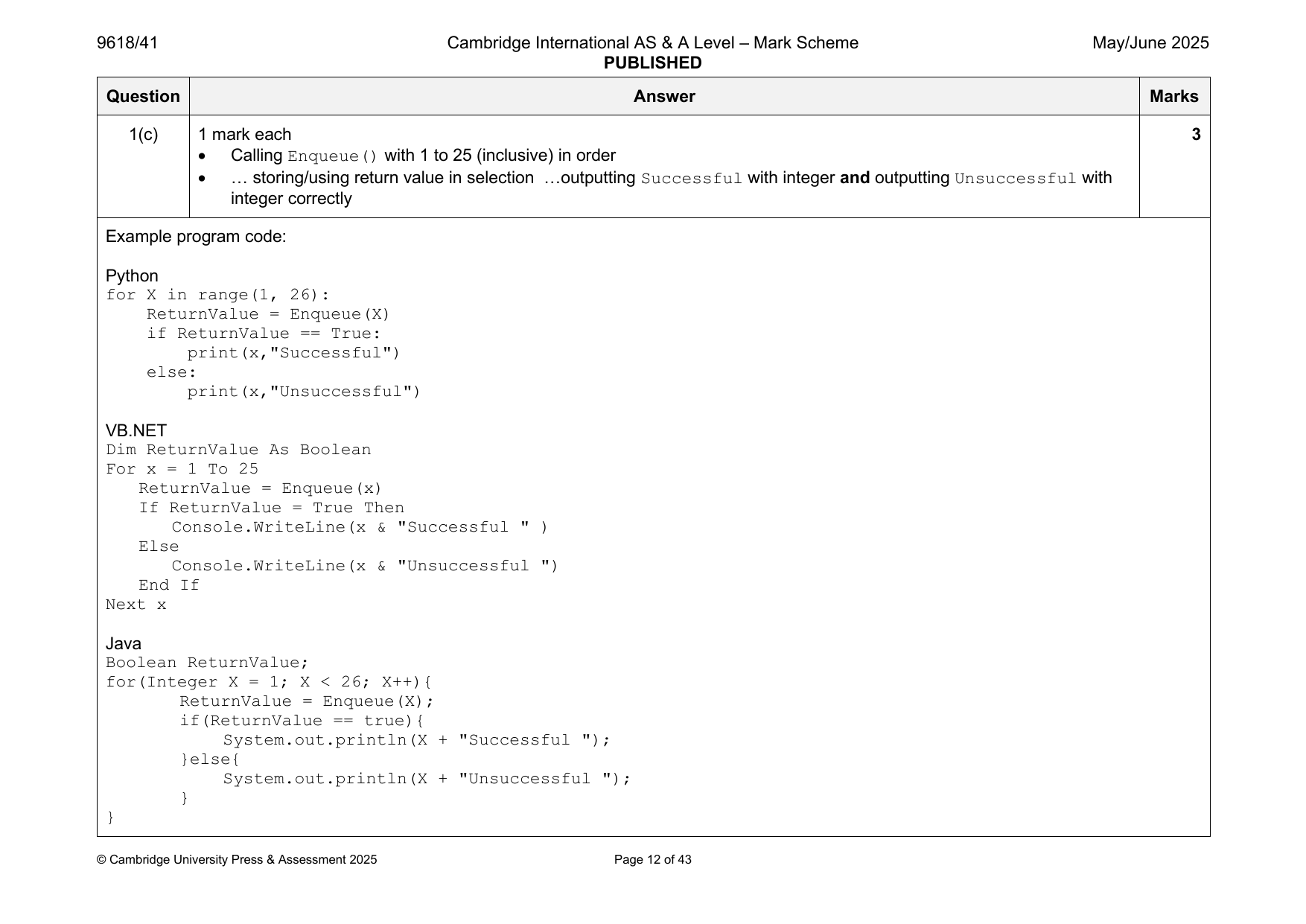 9618-2025-mj-41-q01 official mark scheme page