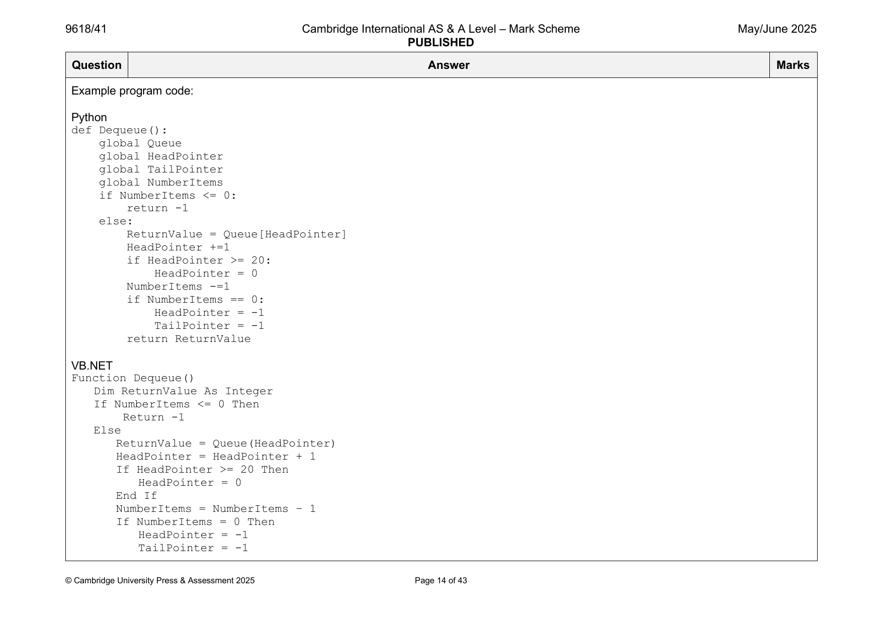 9618-2025-mj-41-q01 official mark scheme page