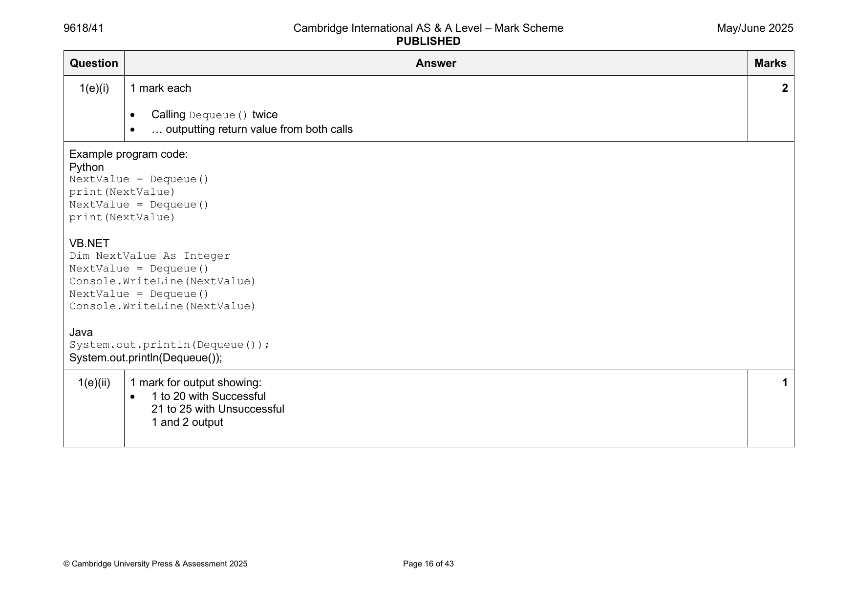 9618-2025-mj-41-q01 official mark scheme page