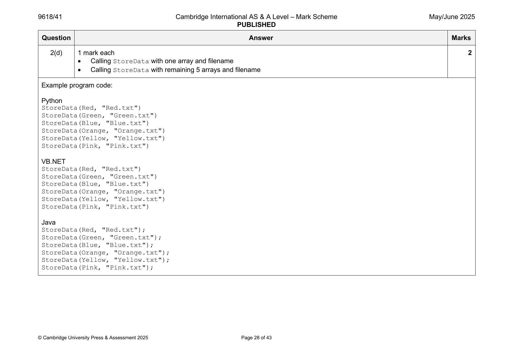 9618-2025-mj-41-q02 official mark scheme page