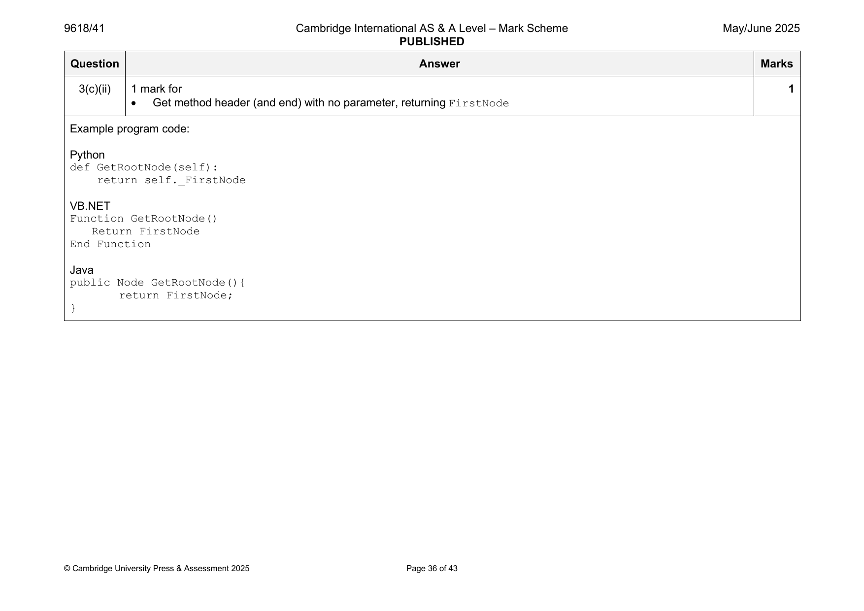 9618-2025-mj-41-q03 official mark scheme page