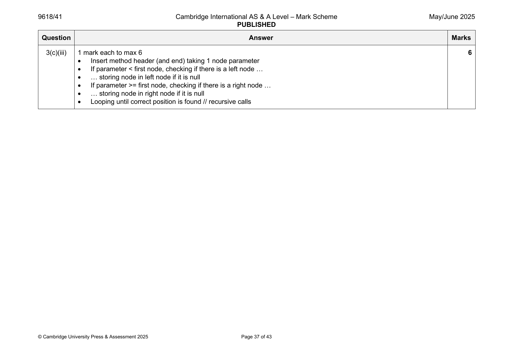 9618-2025-mj-41-q03 official mark scheme page