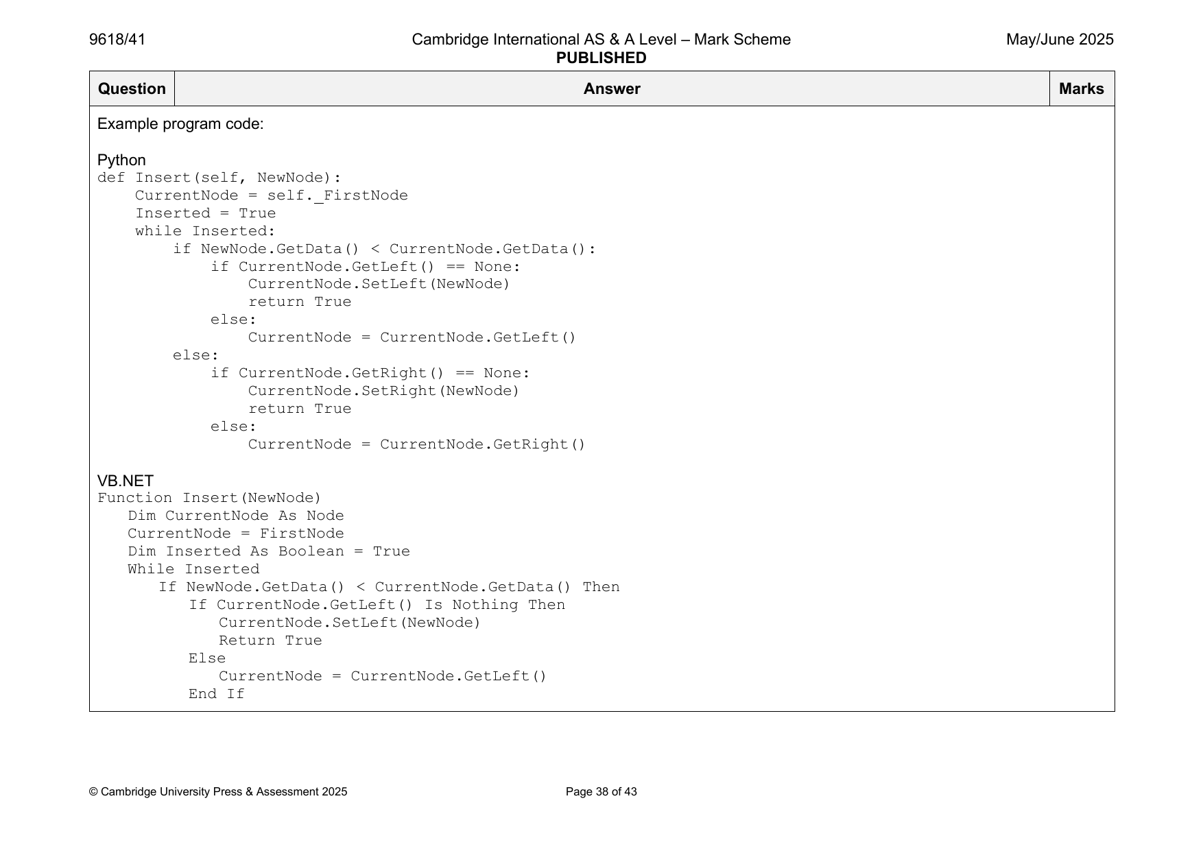 9618-2025-mj-41-q03 official mark scheme page
