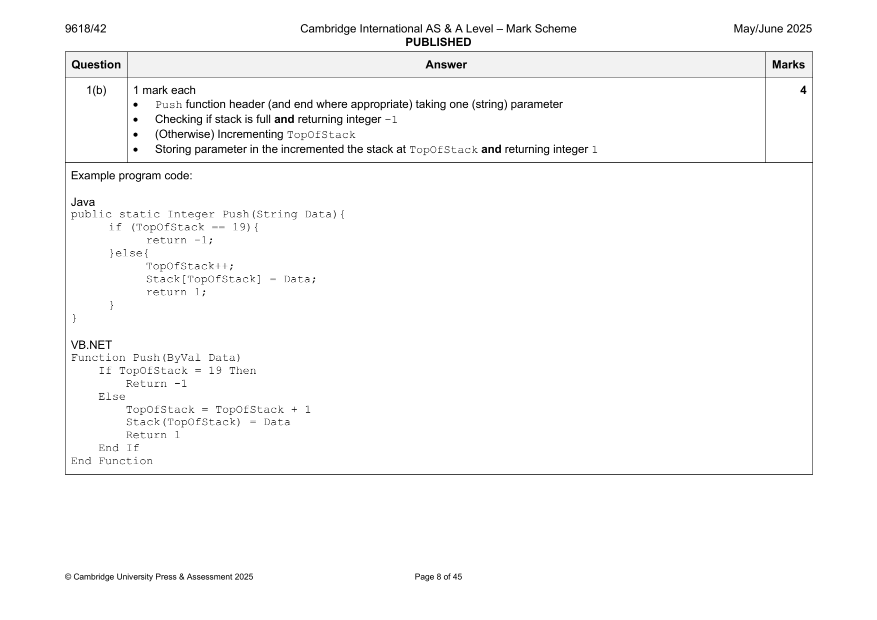 9618-2025-mj-42-q01 official mark scheme page