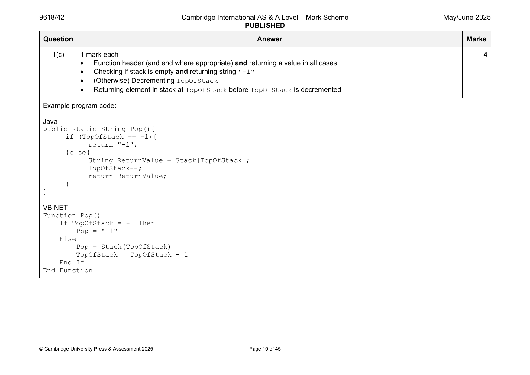9618-2025-mj-42-q01 official mark scheme page