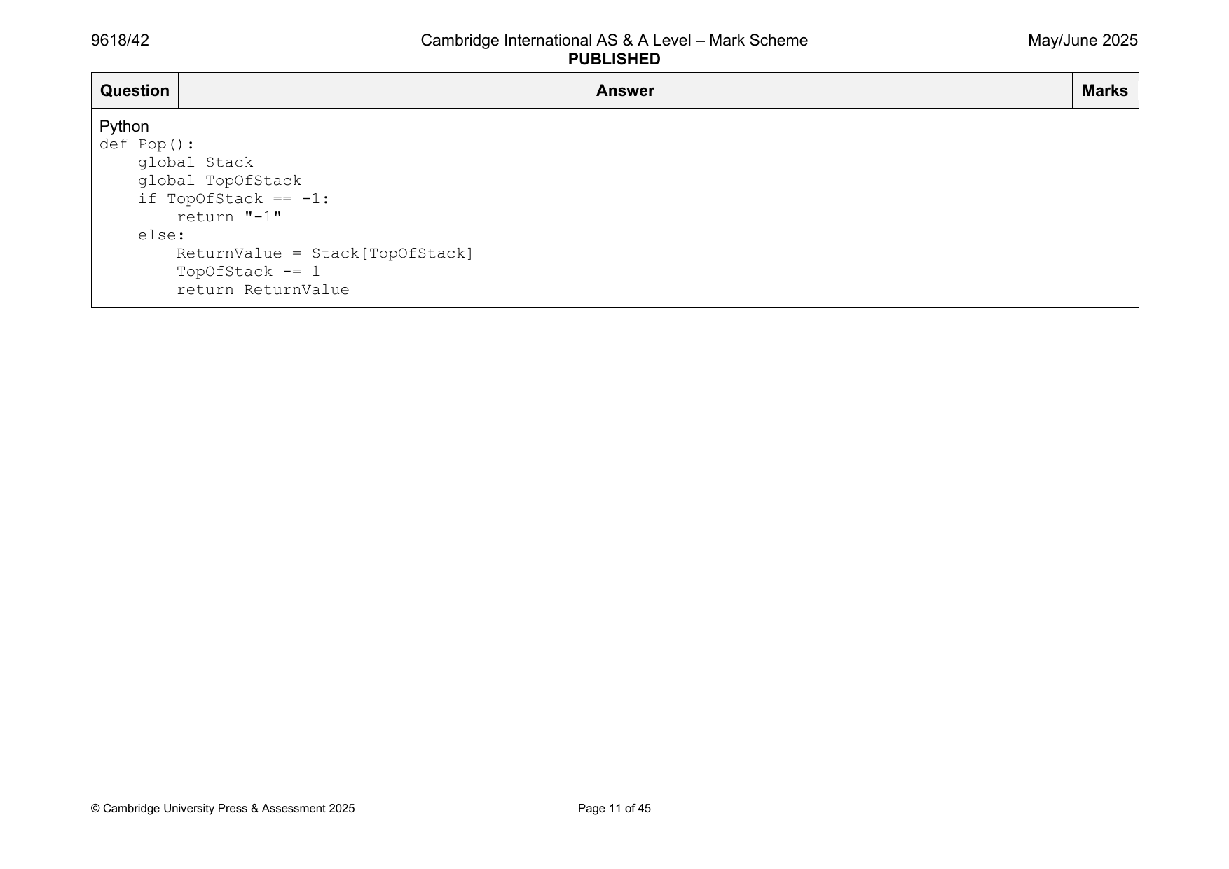 9618-2025-mj-42-q01 official mark scheme page