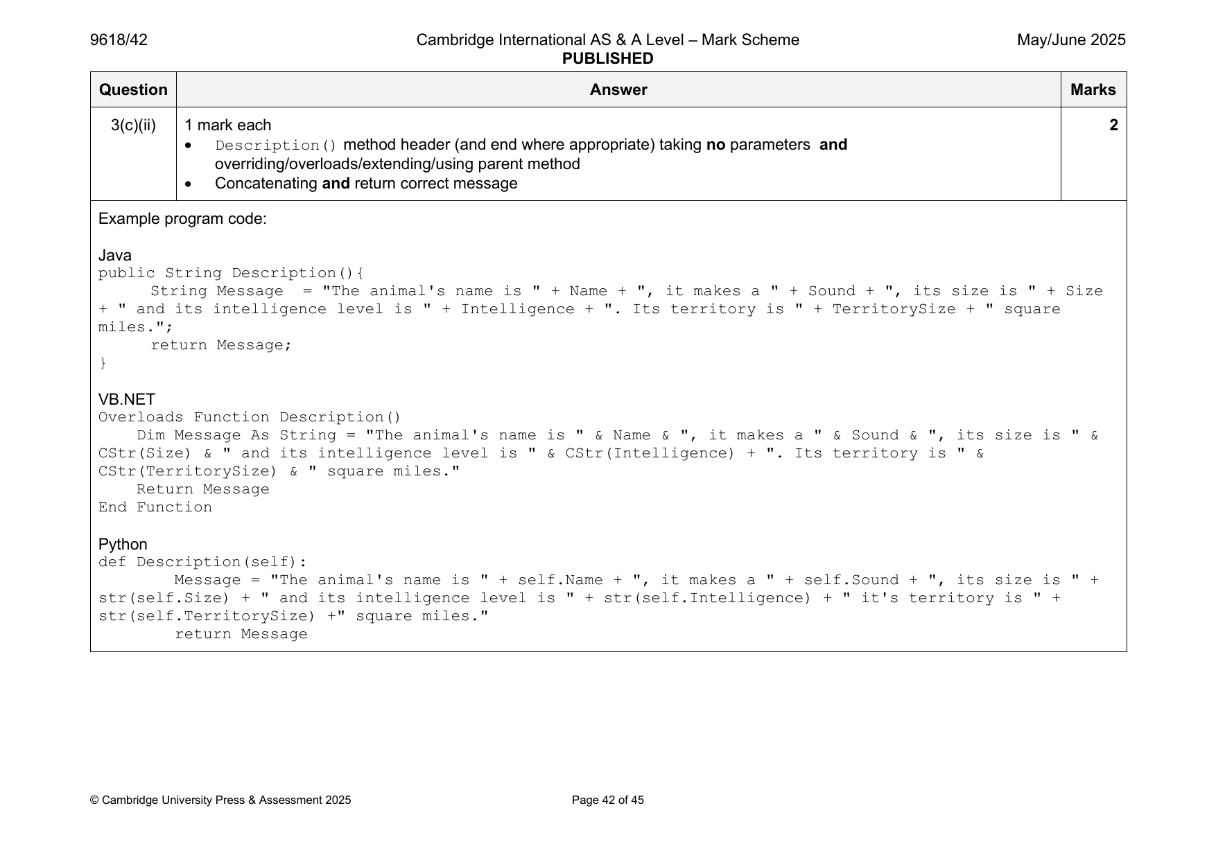 9618-2025-mj-42-q03 official mark scheme page