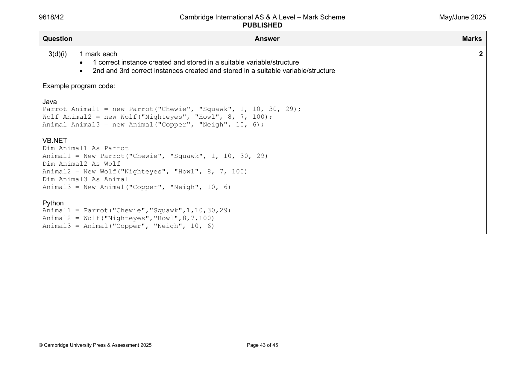 9618-2025-mj-42-q03 official mark scheme page