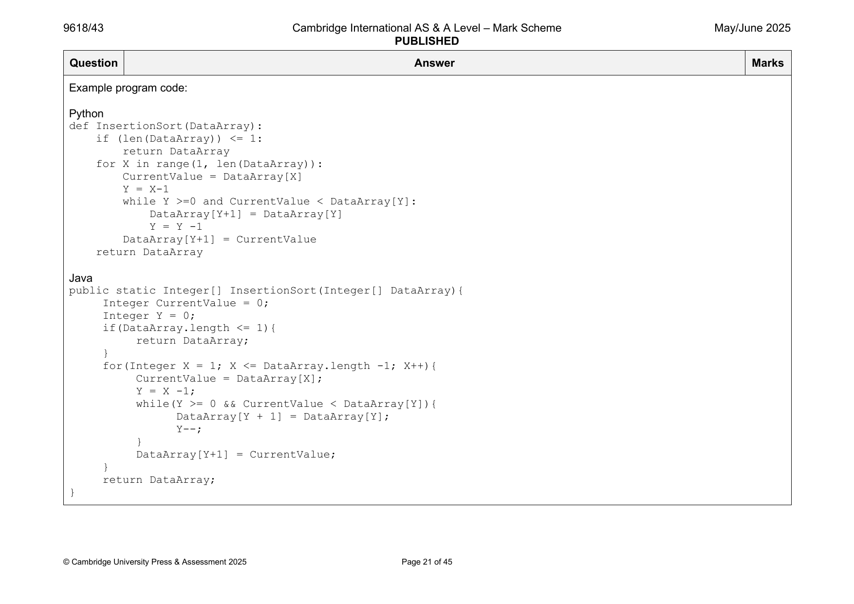 9618-2025-mj-43-q02 official mark scheme page