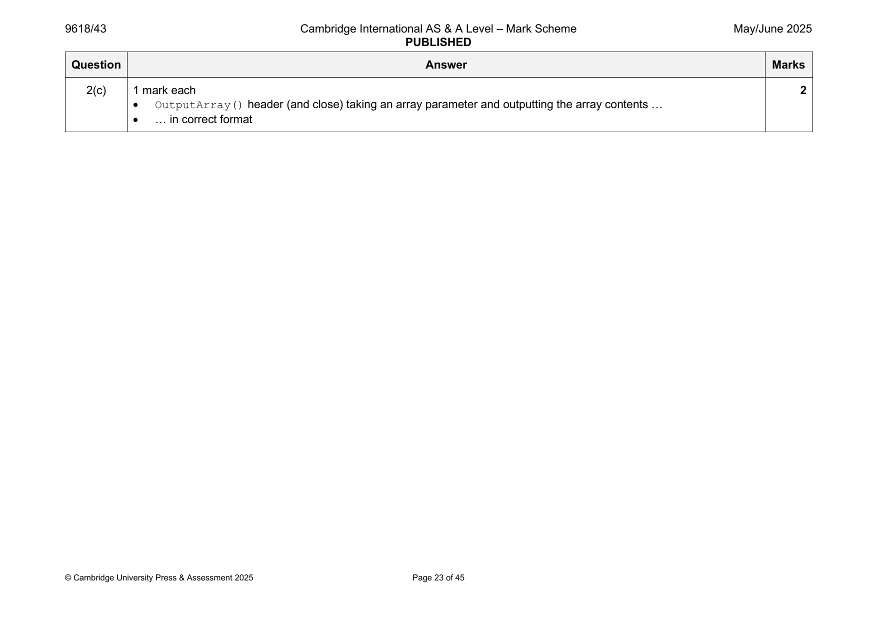 9618-2025-mj-43-q02 official mark scheme page