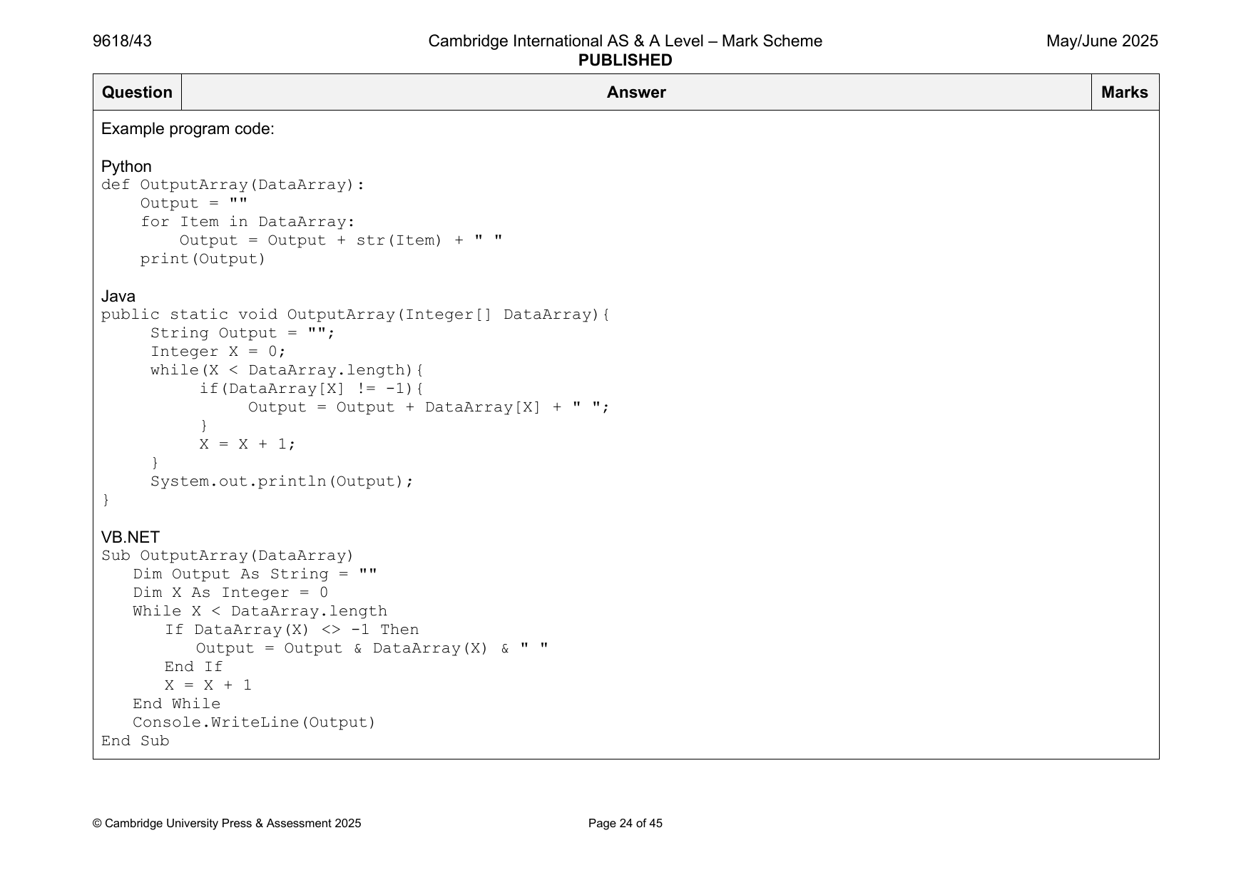 9618-2025-mj-43-q02 official mark scheme page