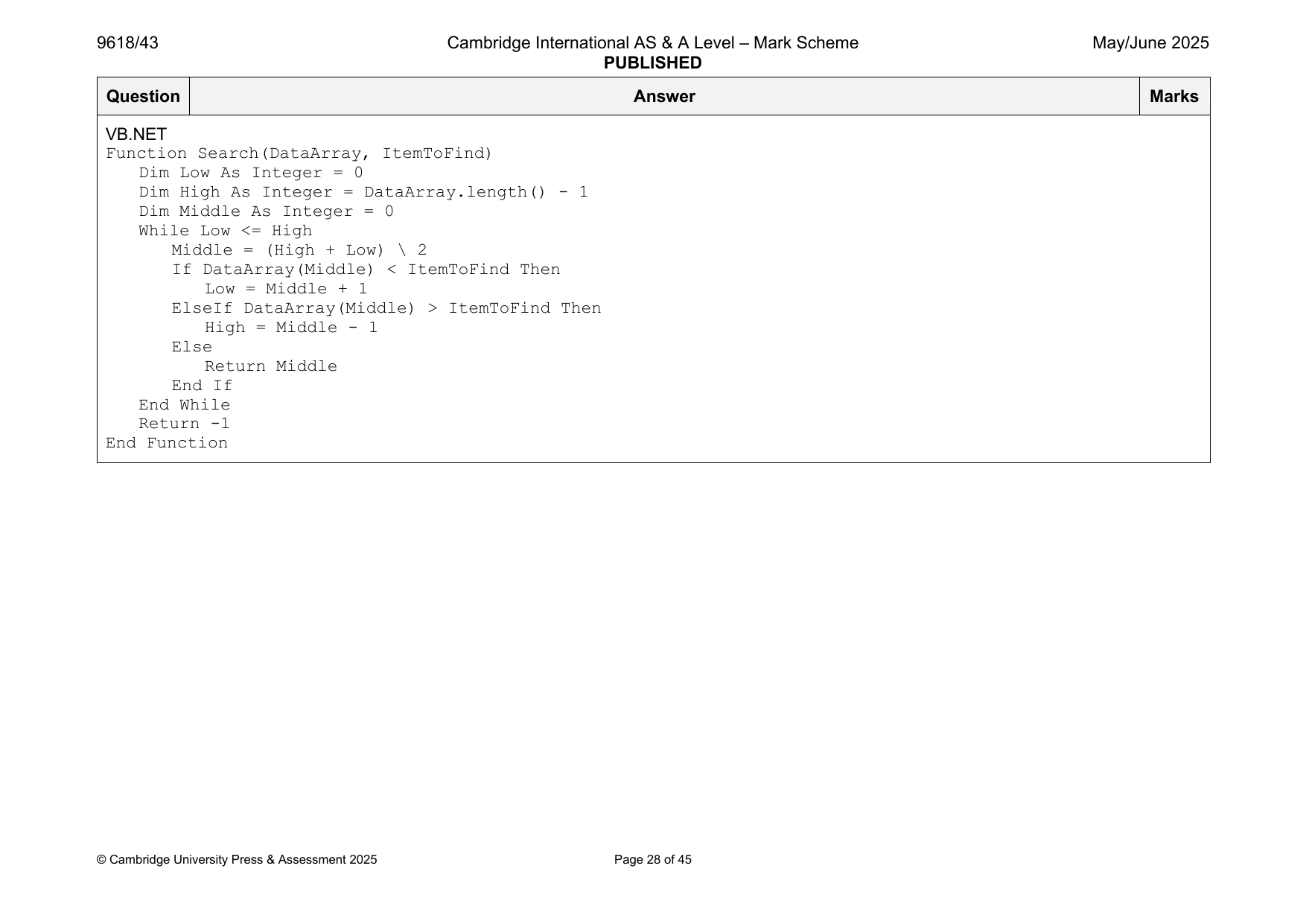 9618-2025-mj-43-q02 official mark scheme page