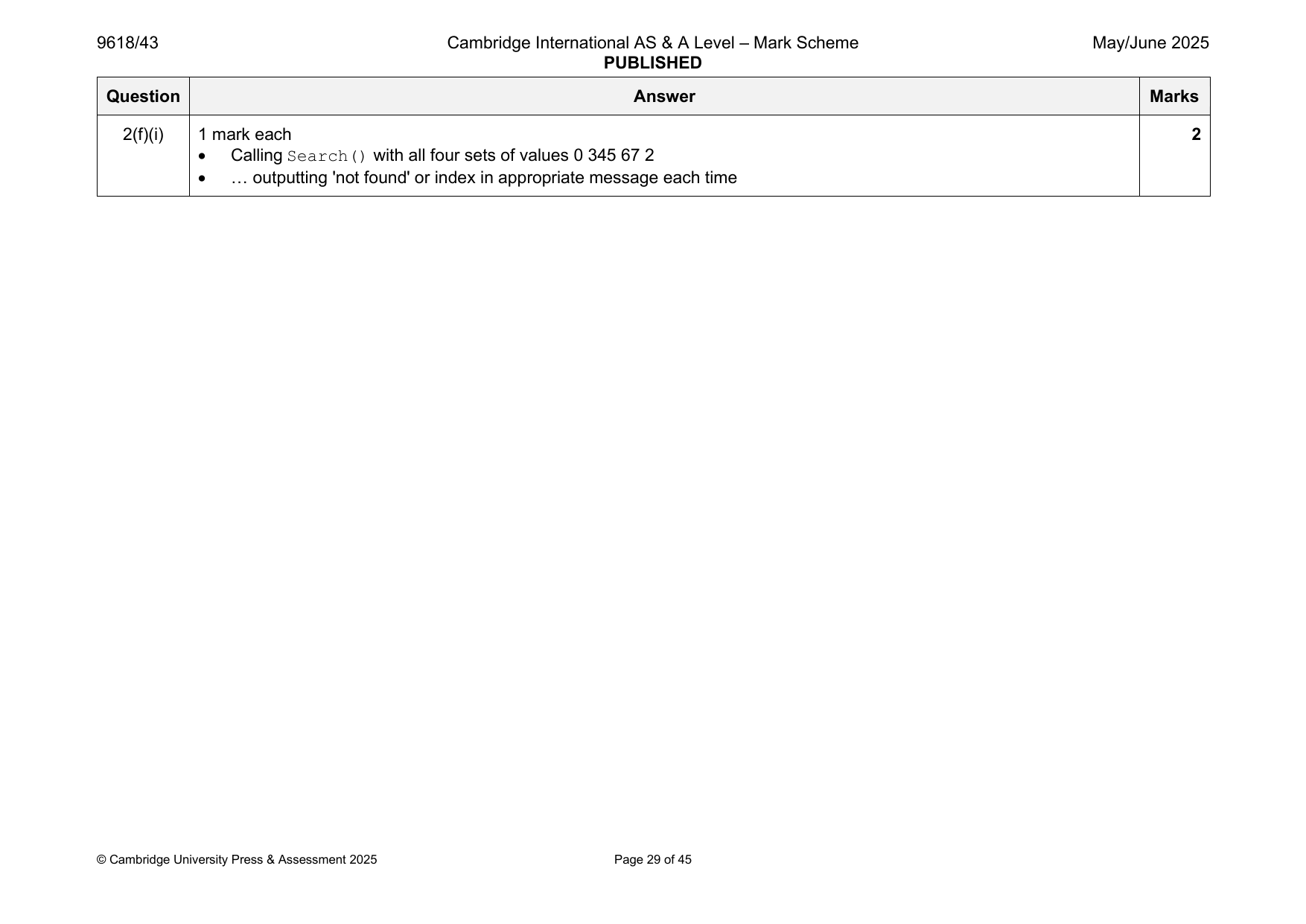 9618-2025-mj-43-q02 official mark scheme page