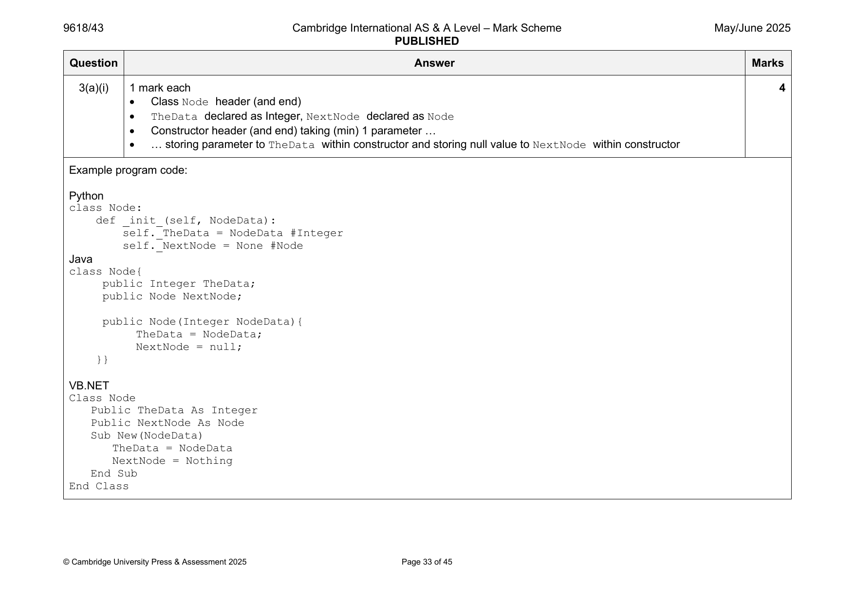 9618-2025-mj-43-q03 official mark scheme page