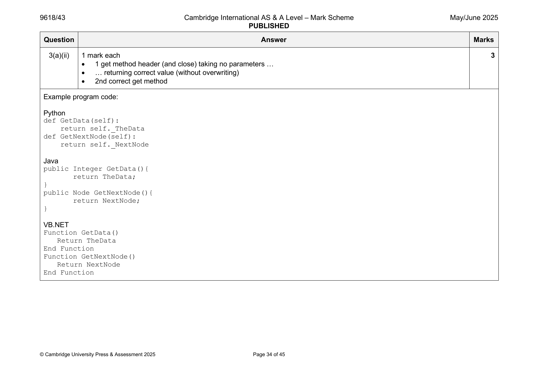 9618-2025-mj-43-q03 official mark scheme page