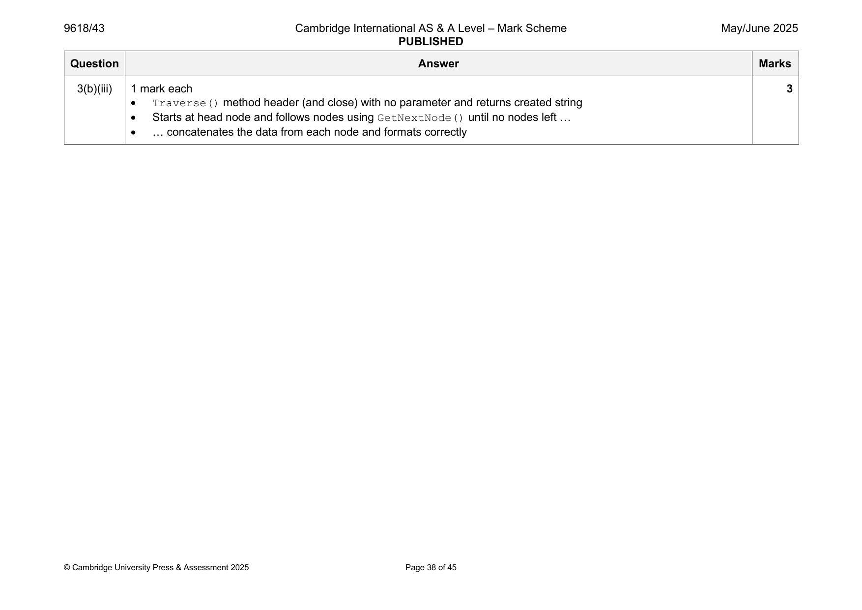 9618-2025-mj-43-q03 official mark scheme page