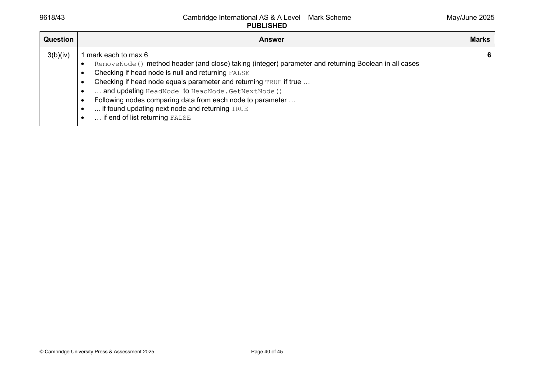 9618-2025-mj-43-q03 official mark scheme page
