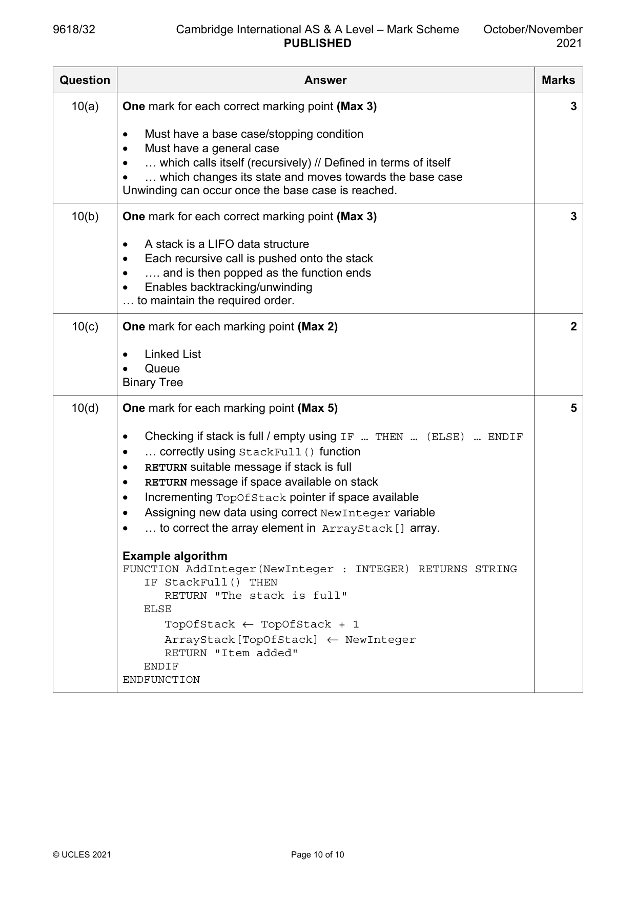 9618-2021-on-32-q10 official mark scheme page