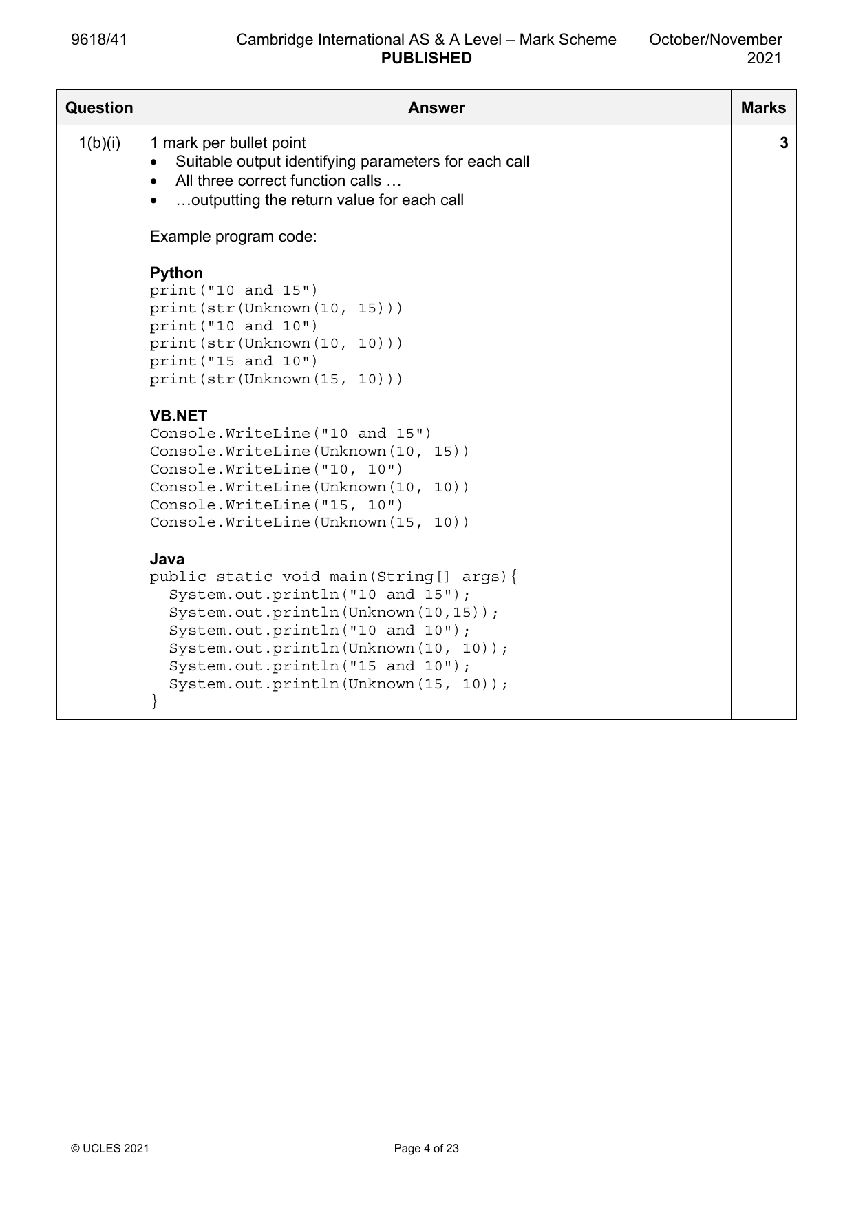 9618-2021-on-41-q01 official mark scheme page