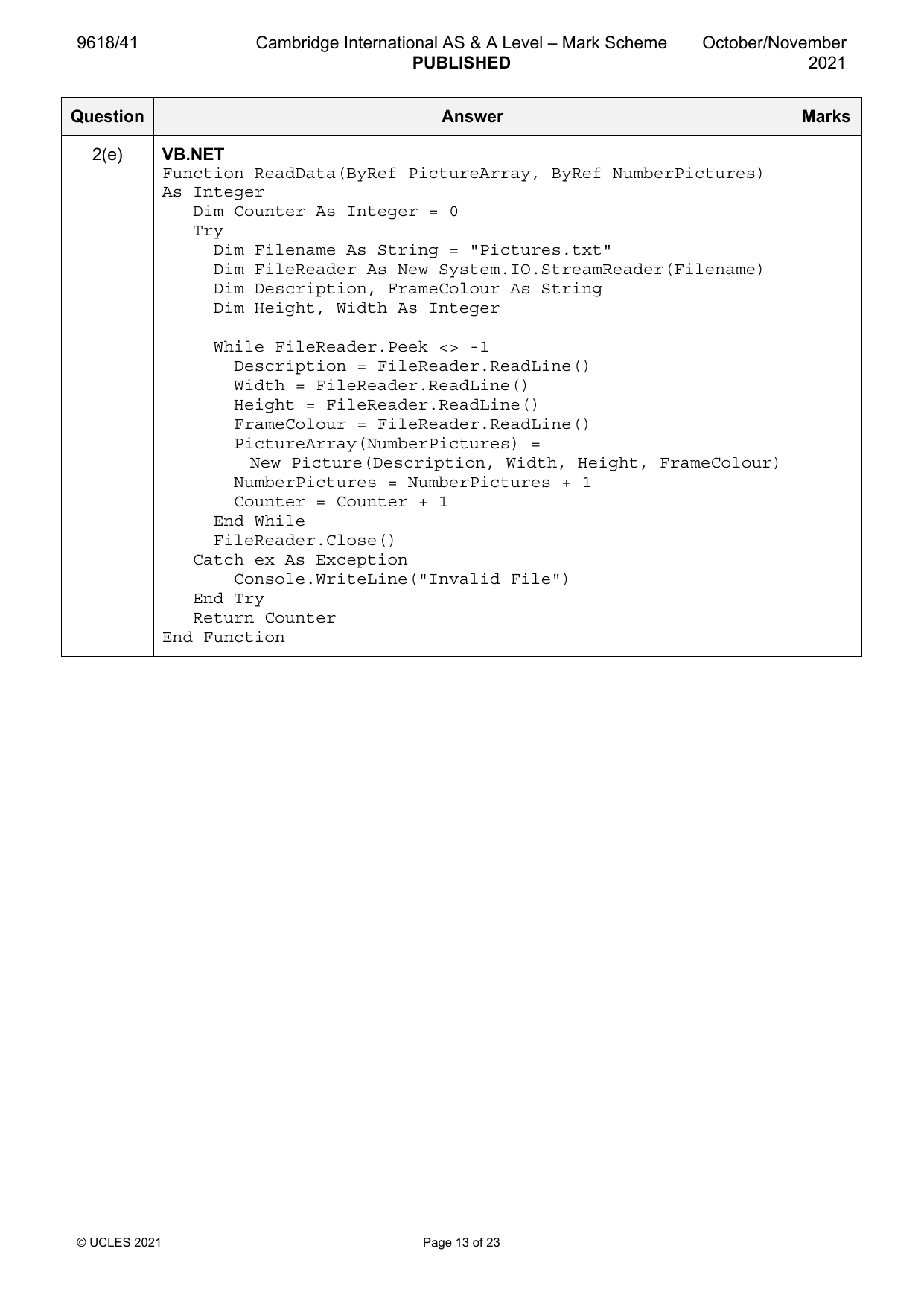 9618-2021-on-41-q02 official mark scheme page