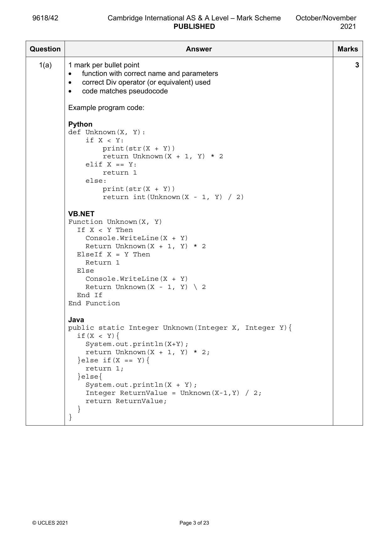 9618-2021-on-42-q01 official mark scheme page