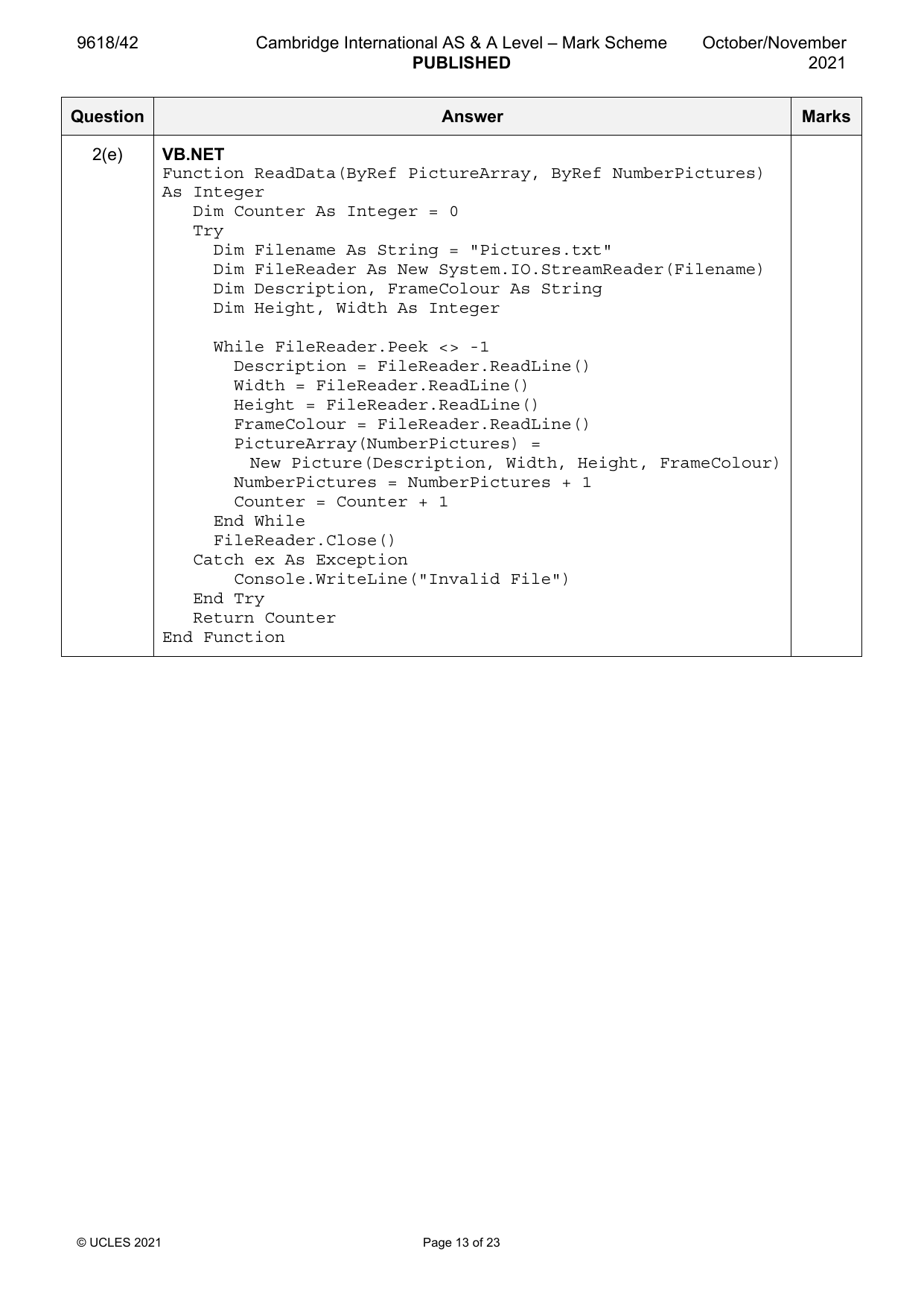 9618-2021-on-42-q02 official mark scheme page