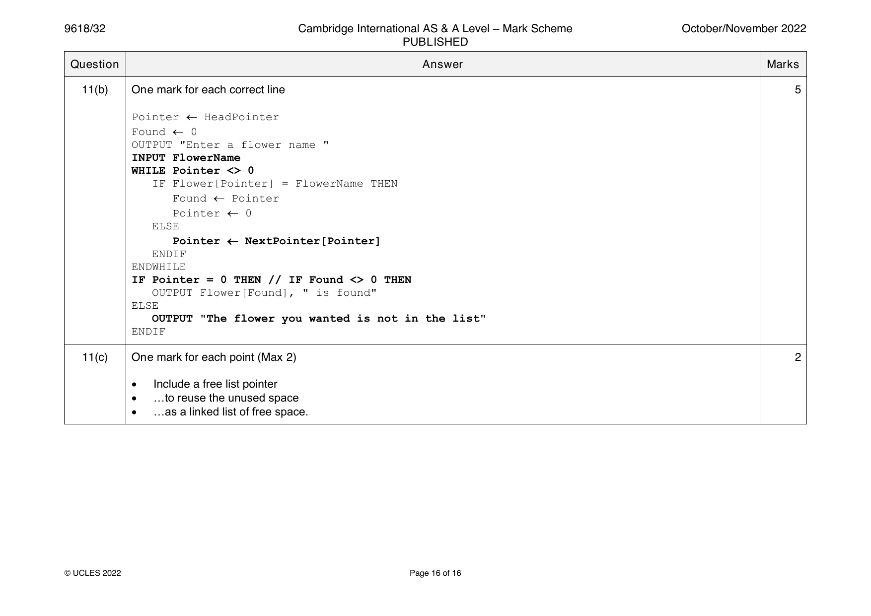 9618-2022-on-32-q11 official mark scheme page