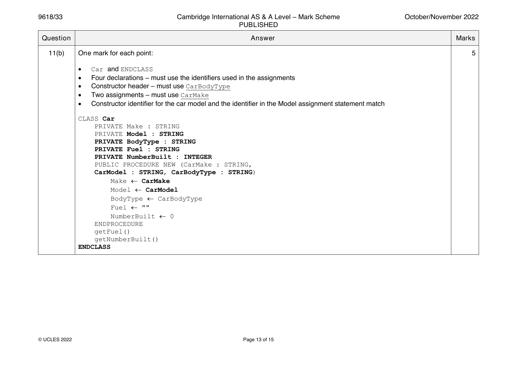 9618-2022-on-33-q11 official mark scheme page