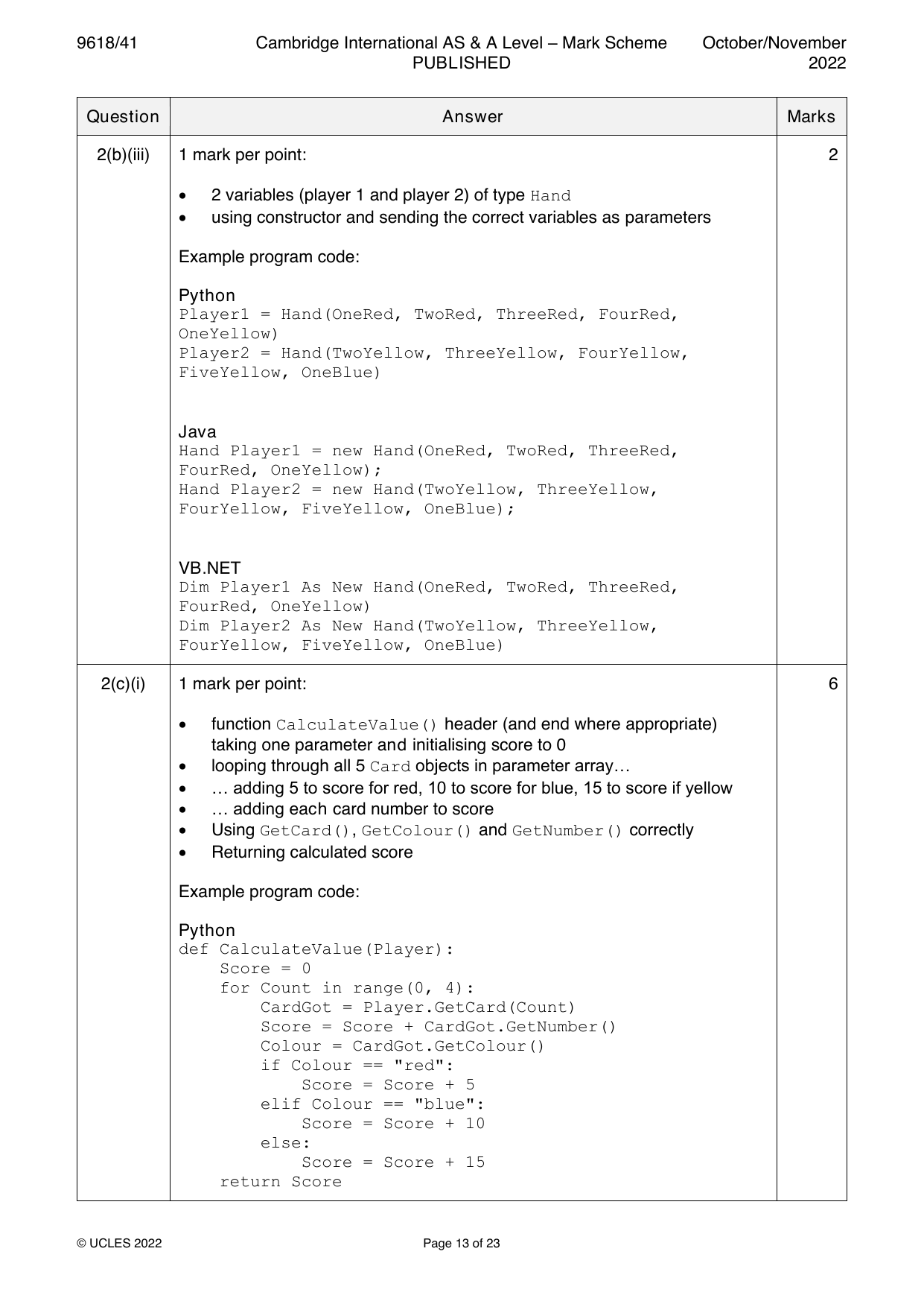 9618-2022-on-41-q02 official mark scheme page