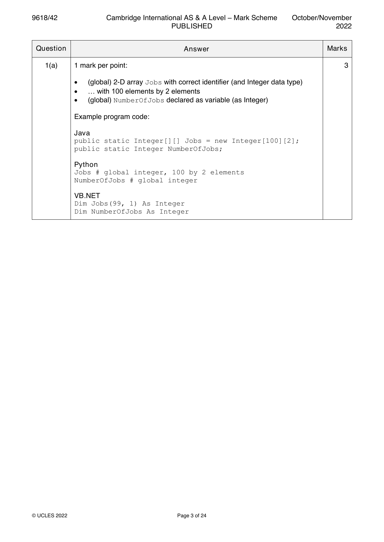 9618-2022-on-42-q01 official mark scheme page