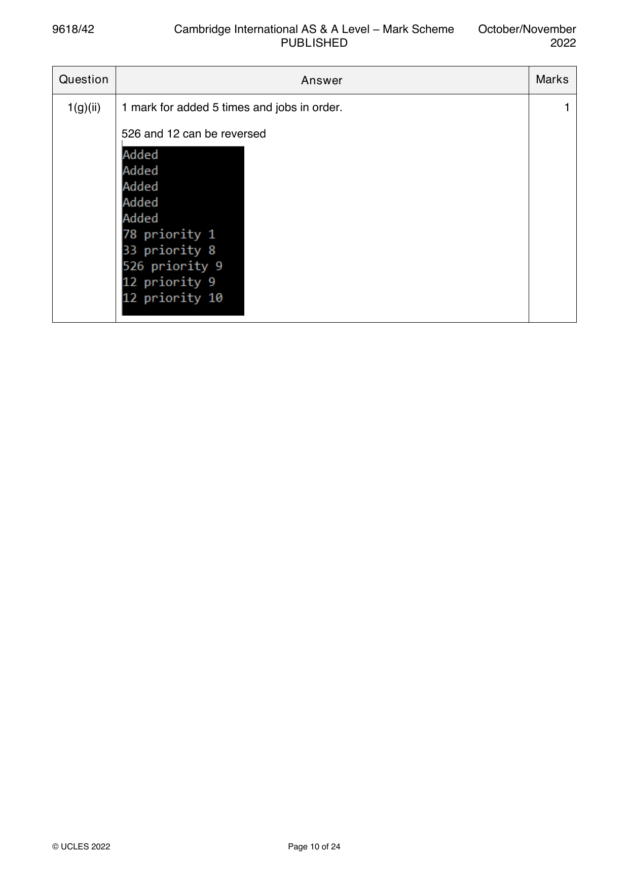 9618-2022-on-42-q01 official mark scheme page