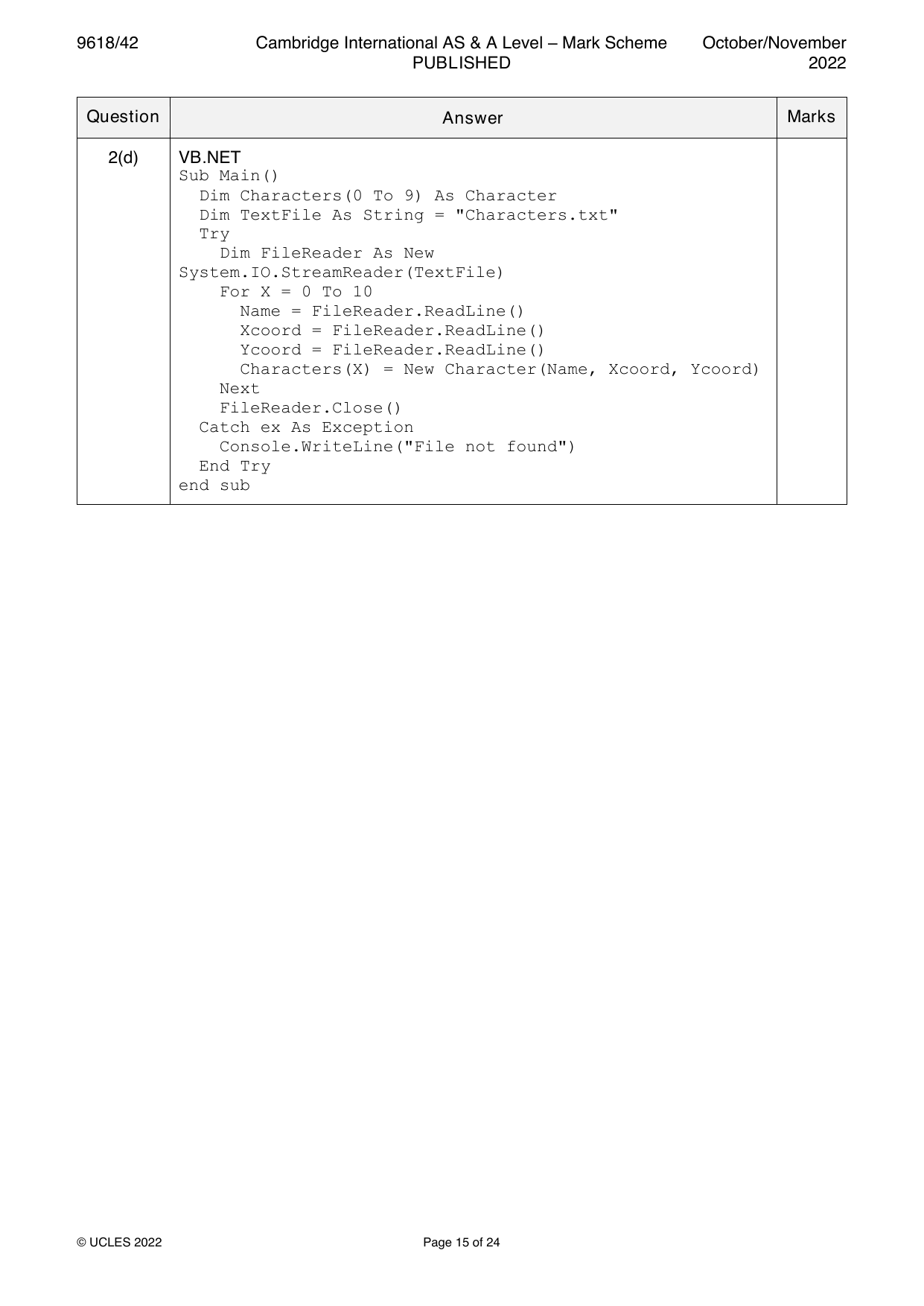 9618-2022-on-42-q02 official mark scheme page