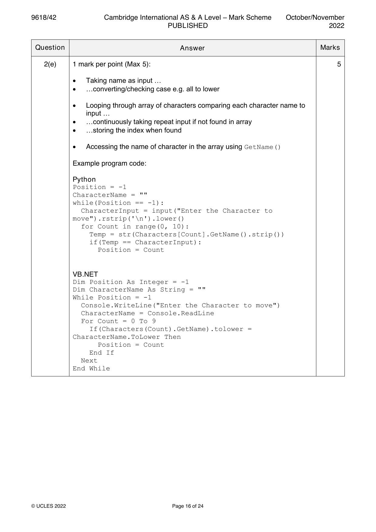9618-2022-on-42-q02 official mark scheme page