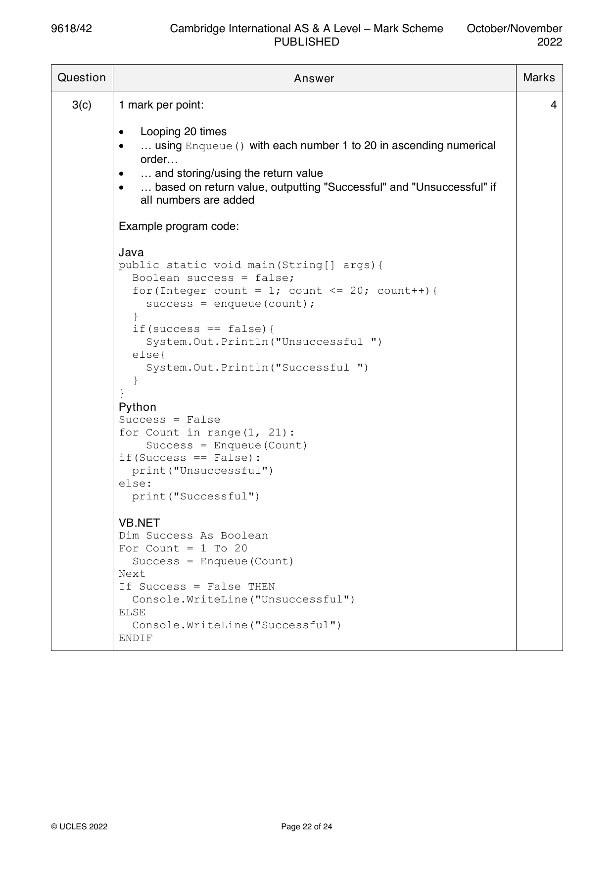 9618-2022-on-42-q03 official mark scheme page
