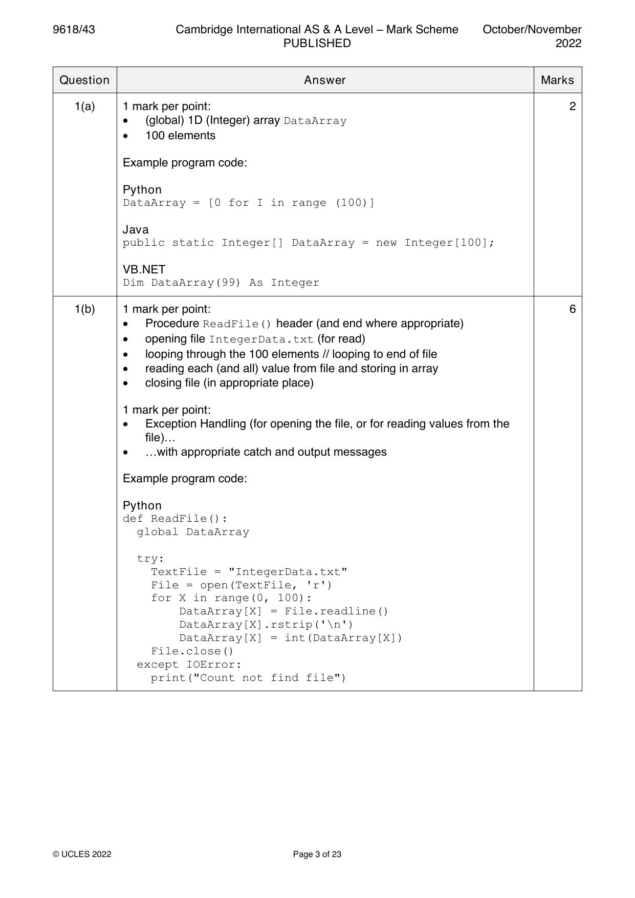9618-2022-on-43-q01 official mark scheme page