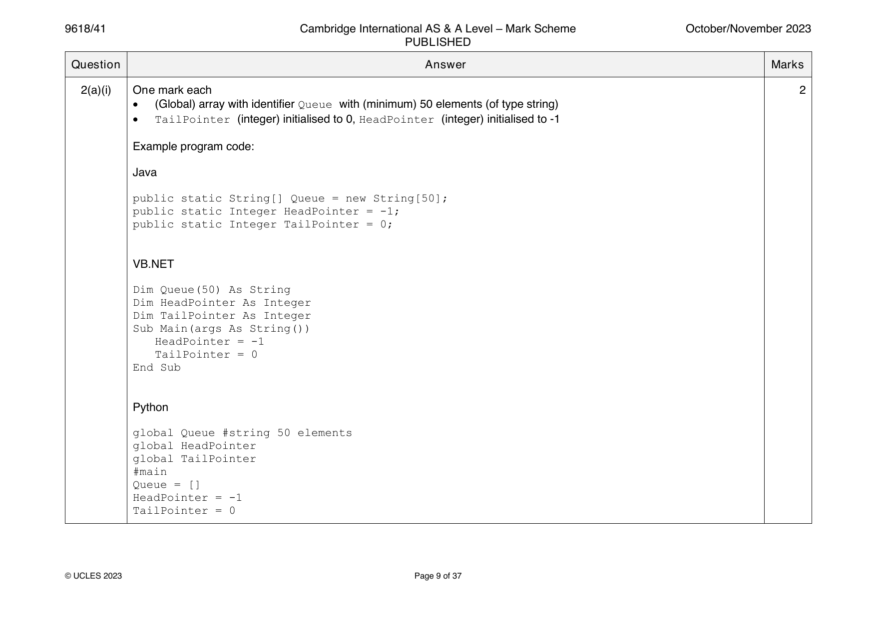 9618-2023-on-41-q02 official mark scheme page