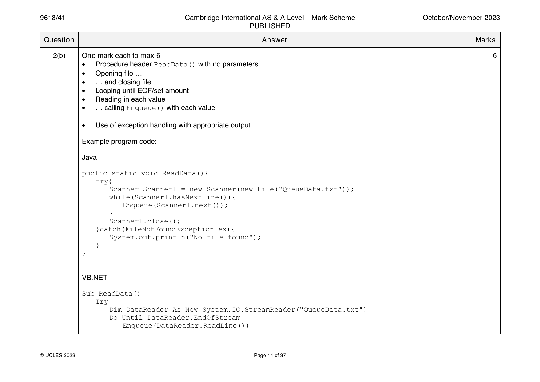 9618-2023-on-41-q02 official mark scheme page