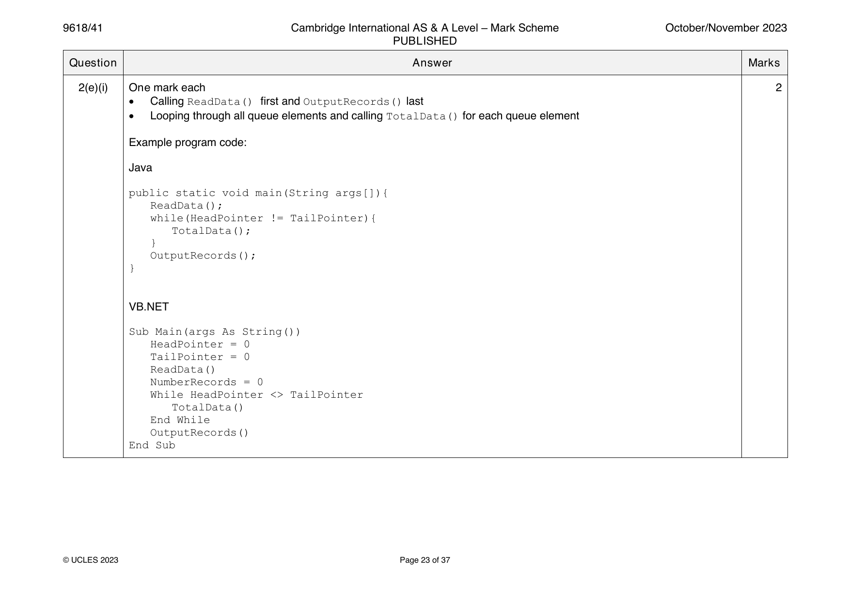 9618-2023-on-41-q02 official mark scheme page