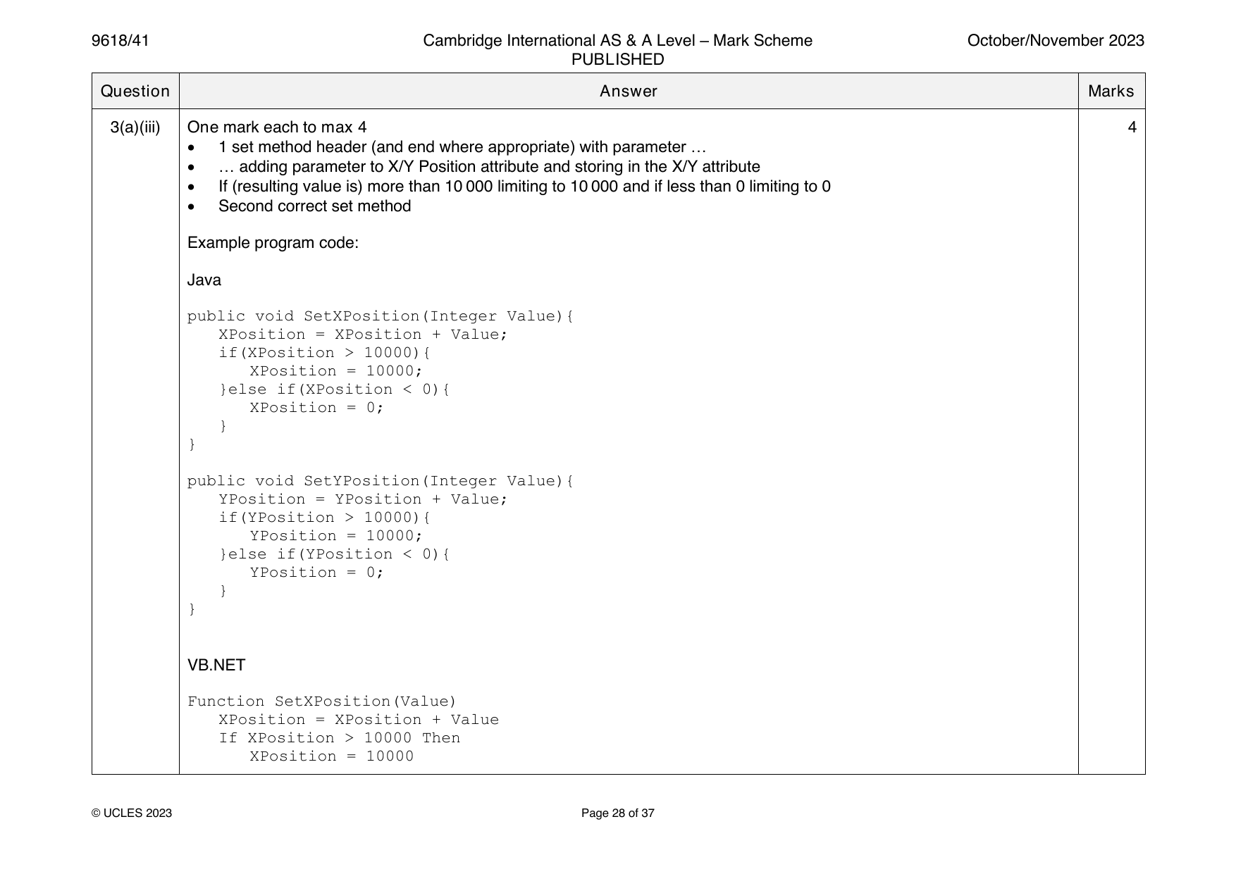 9618-2023-on-41-q03 official mark scheme page