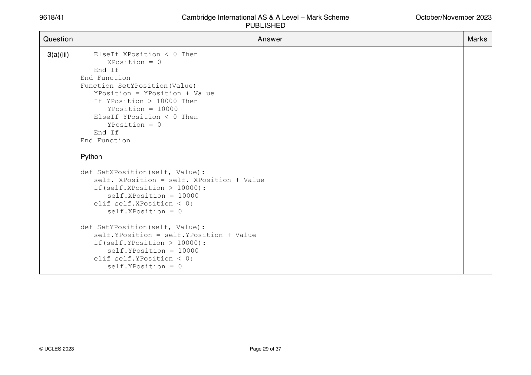 9618-2023-on-41-q03 official mark scheme page