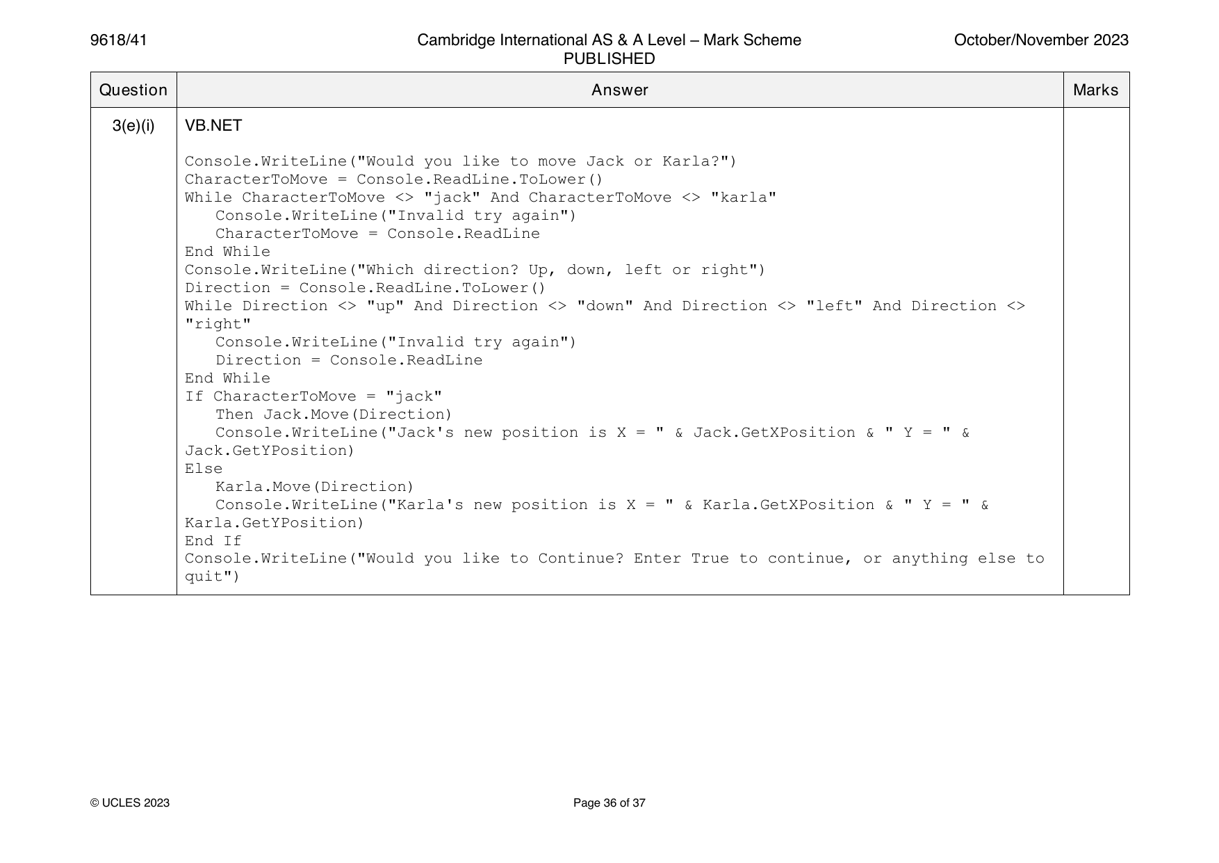 9618-2023-on-41-q03 official mark scheme page