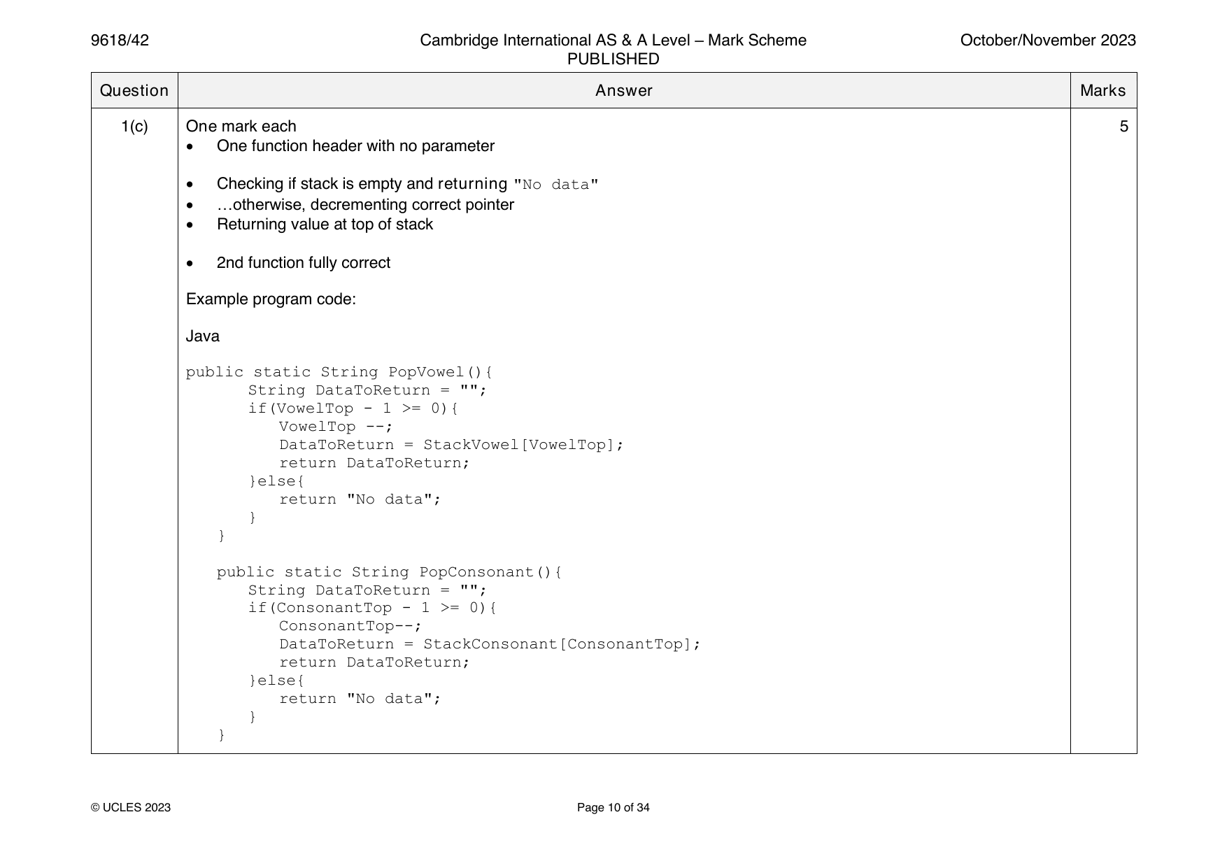 9618-2023-on-42-q01 official mark scheme page