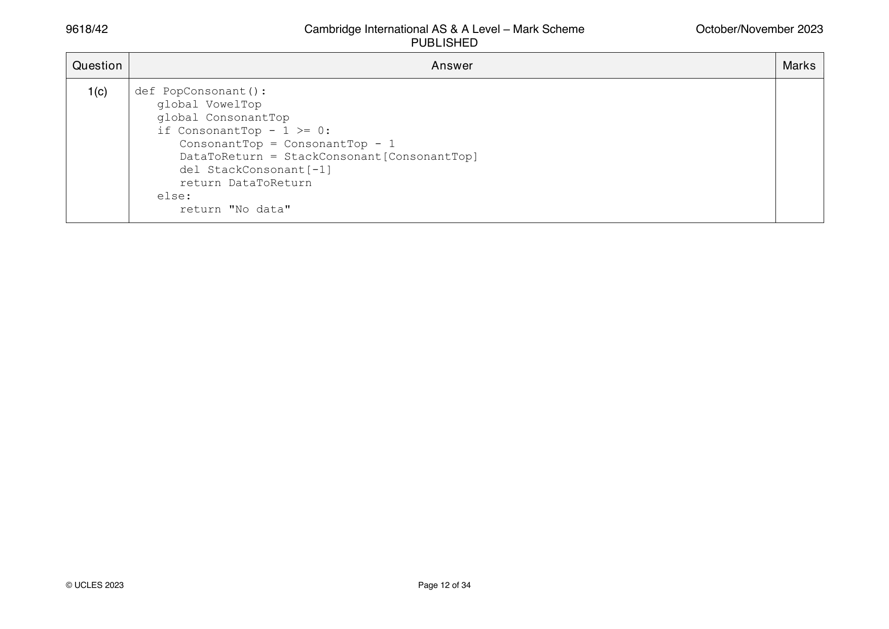 9618-2023-on-42-q01 official mark scheme page
