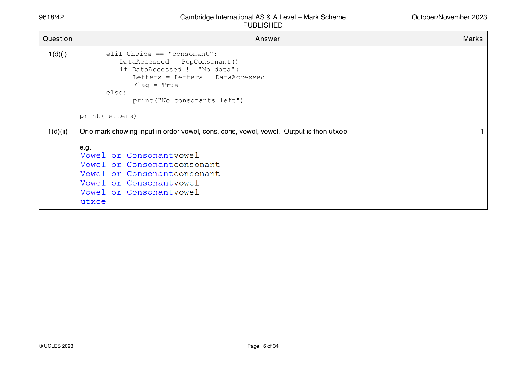 9618-2023-on-42-q01 official mark scheme page