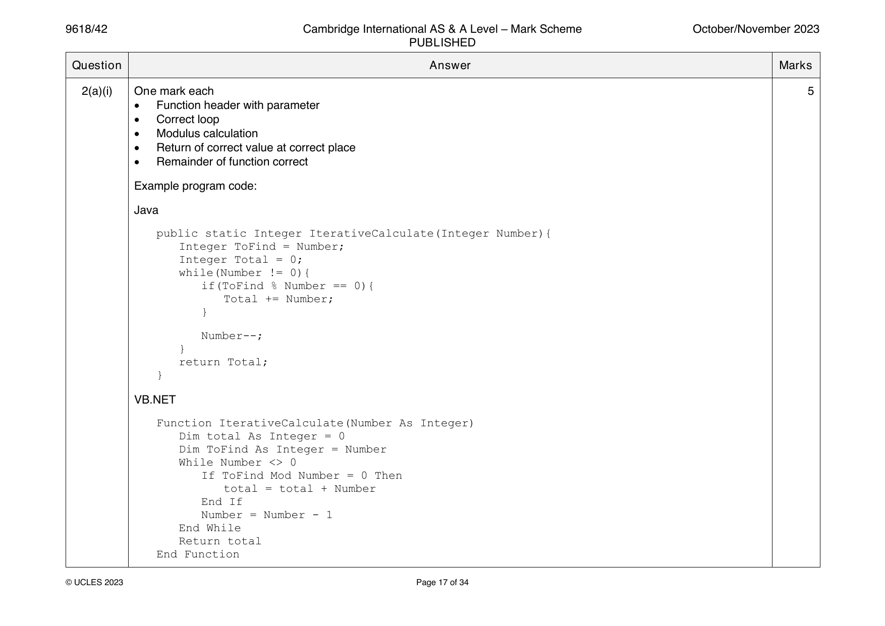 9618-2023-on-42-q02 official mark scheme page