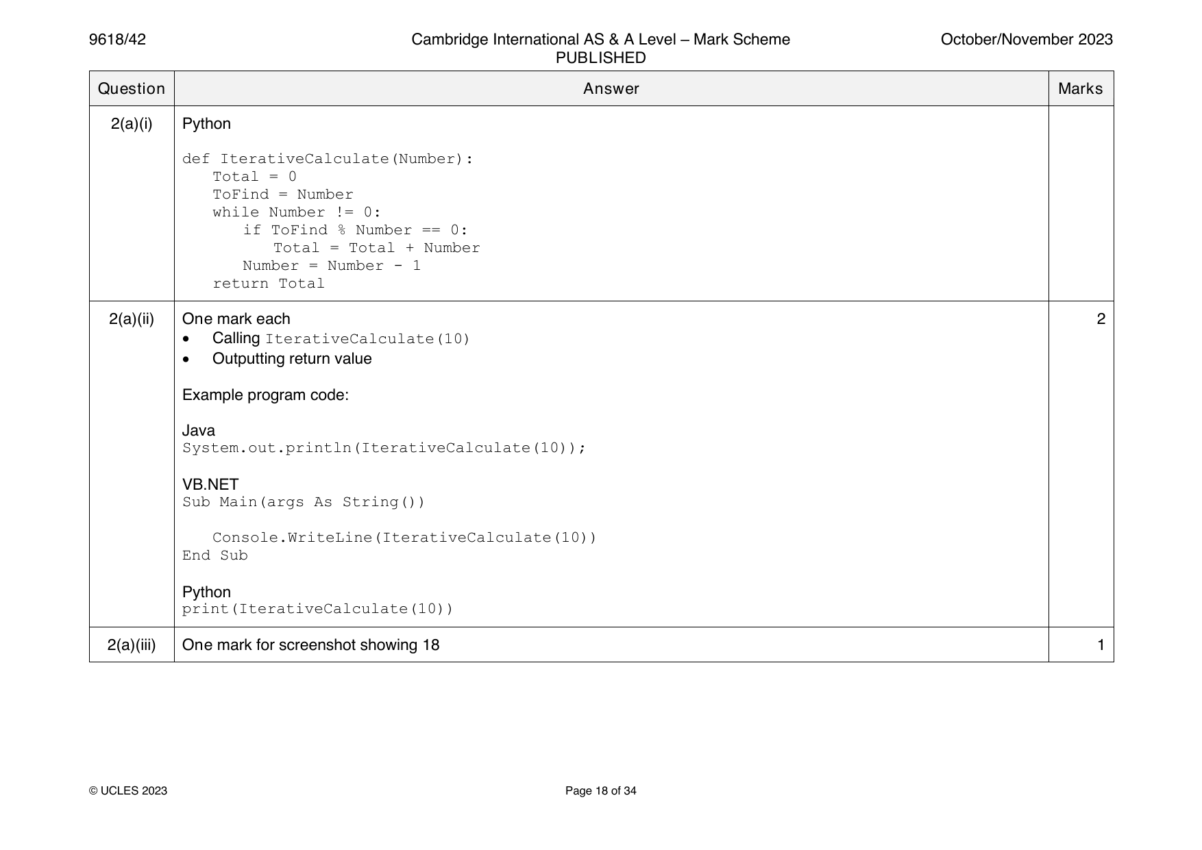 9618-2023-on-42-q02 official mark scheme page